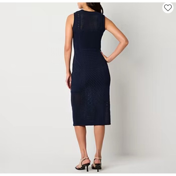 Worthington Women's Sleeveless Midi Sweater Dress Size XS Navy Blue NWT‎ - Picture 2 of 16